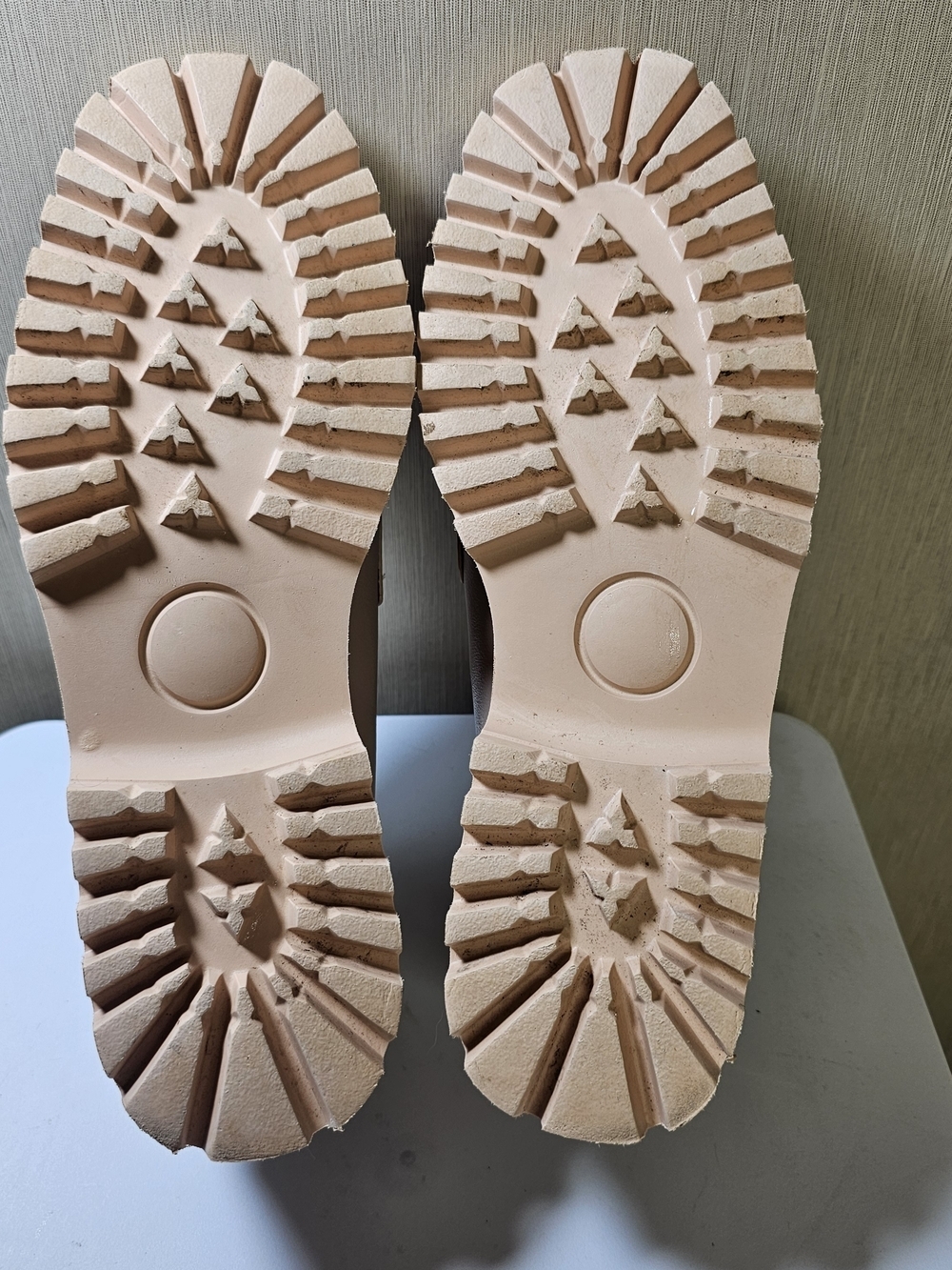 CCOCCI Vegan Leather Lug Sole Loafers Beige Gold Bit Shoes Size 9 - Picture 9 of 11